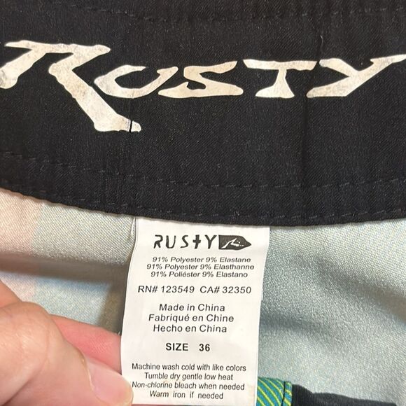 Y2K rusty mens colorful phantom style swim board shorts size 36 - Picture 9 of 9